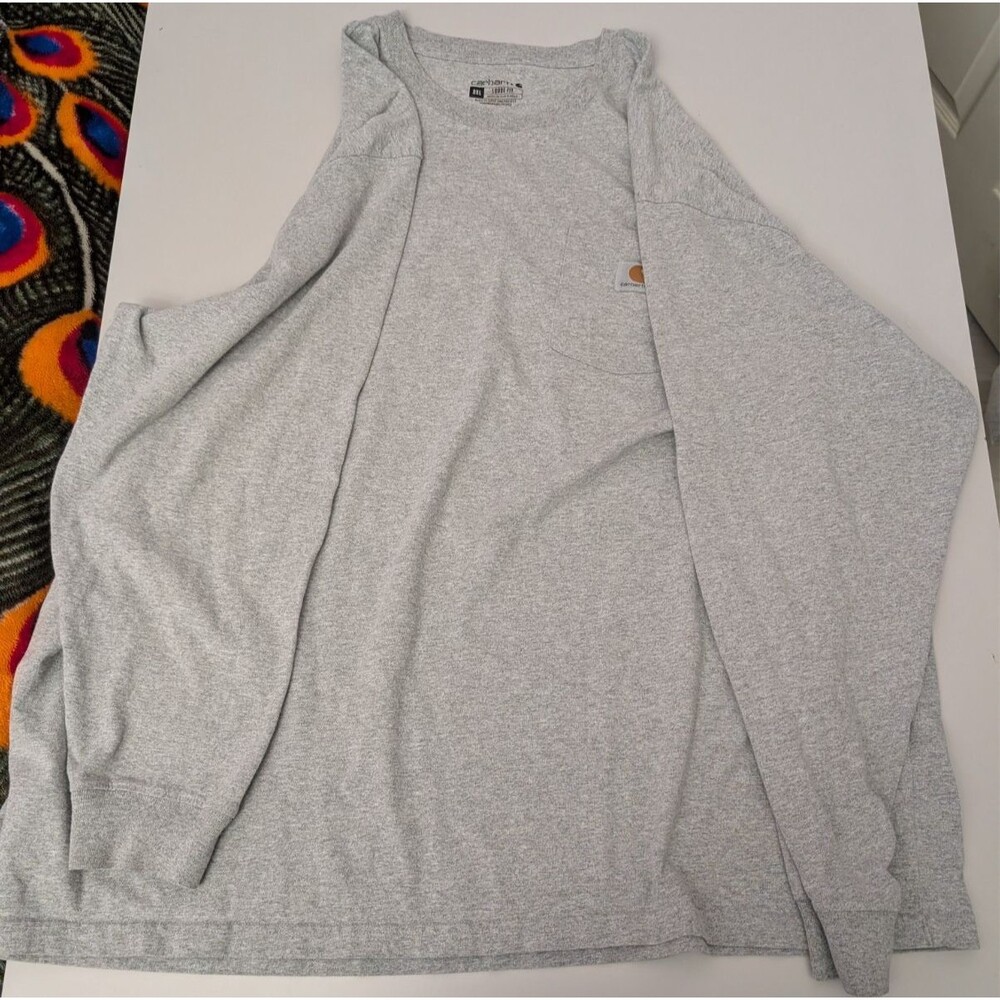 Carhartt K126 Heavyweight Long Sleeve Shirt Mens 3XL Loose Fit Gray Pocket Tee